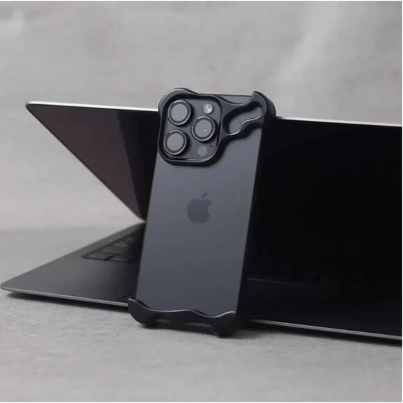MINIMALIST PHONE CASE Metal Frameless BLACK Case iPhone 15 Pro Max - Picture 1 of 6